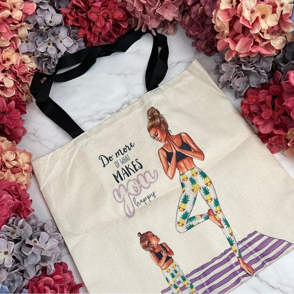 Eco-Friendly Yoga Mama with Little One Folding Tote Bag - Picture 3 of 14